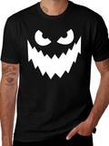 Spooky Monster Face Graphic Tee - Halloween Shirt