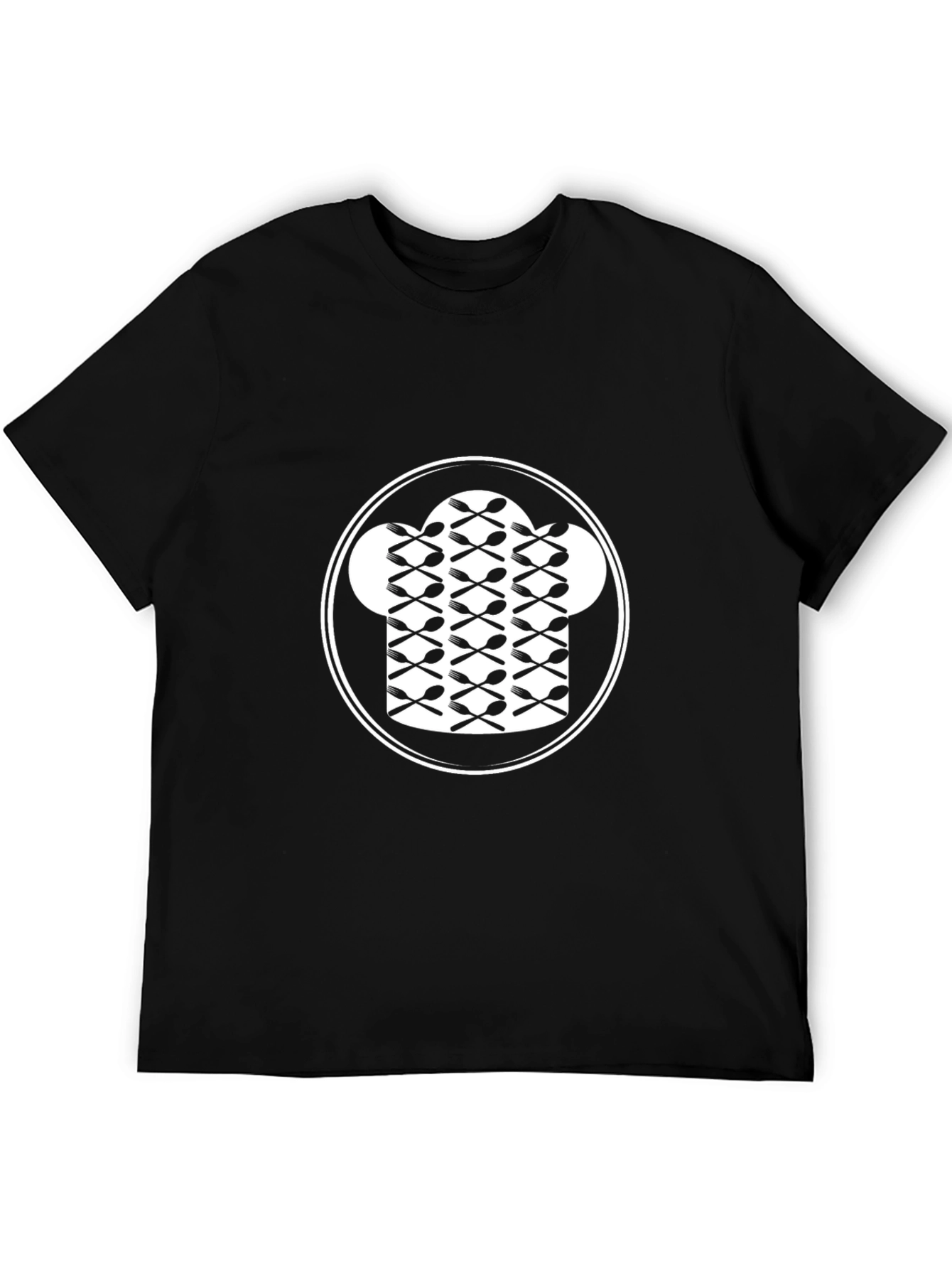 Chef Hat Spoon Graphic Tee - Black Cotton T-Shirt