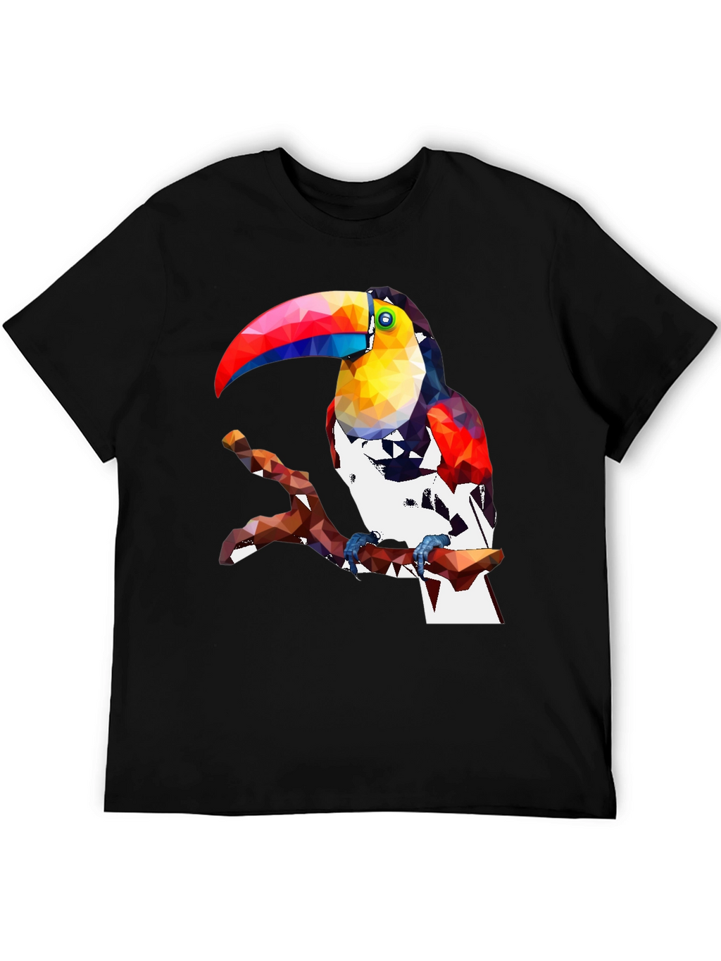 Geometric Toucan Graphic Tee - Stylish Black T-Shirt