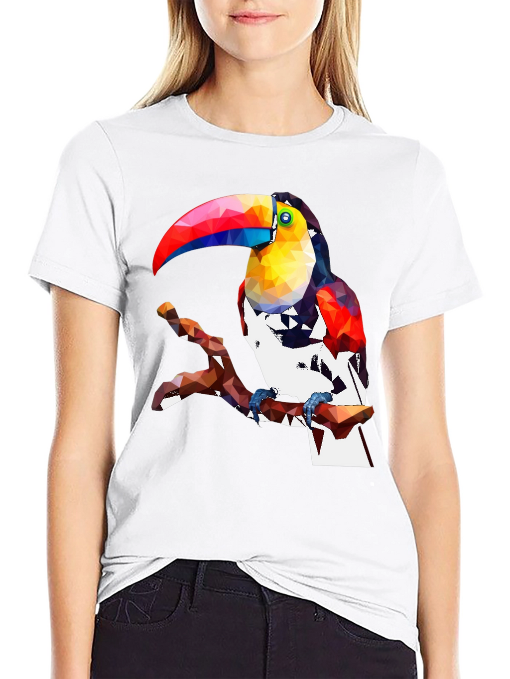 Geometric Toucan Graphic Tee - Stylish Black T-Shirt