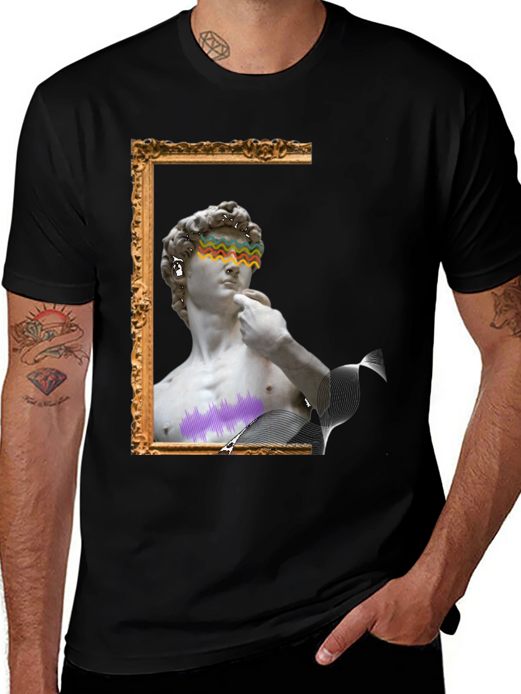 David Statue Graphic Tee - Artistic Black T-Shirt