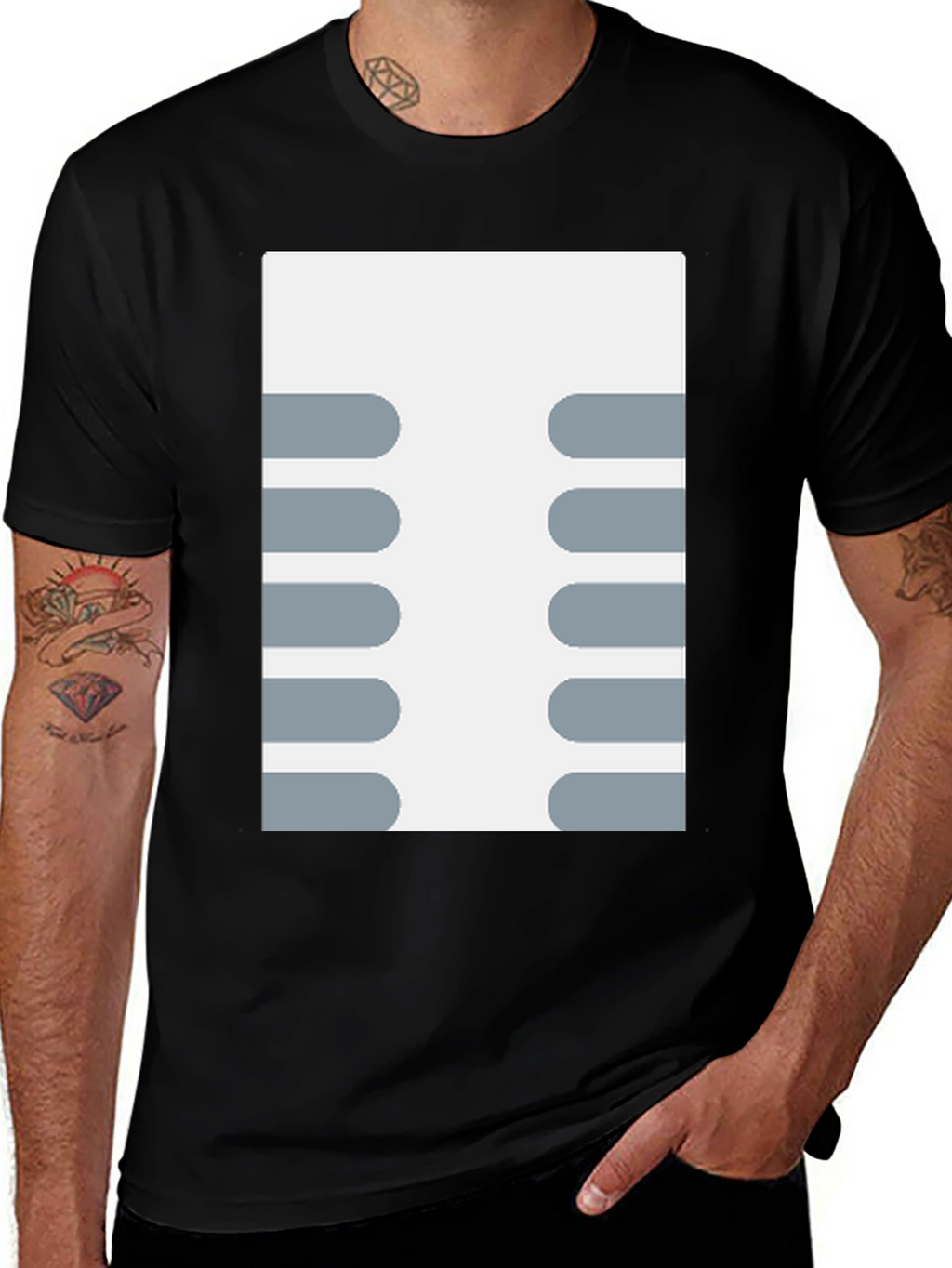 Retro Circuit Board Design T-Shirt - Black