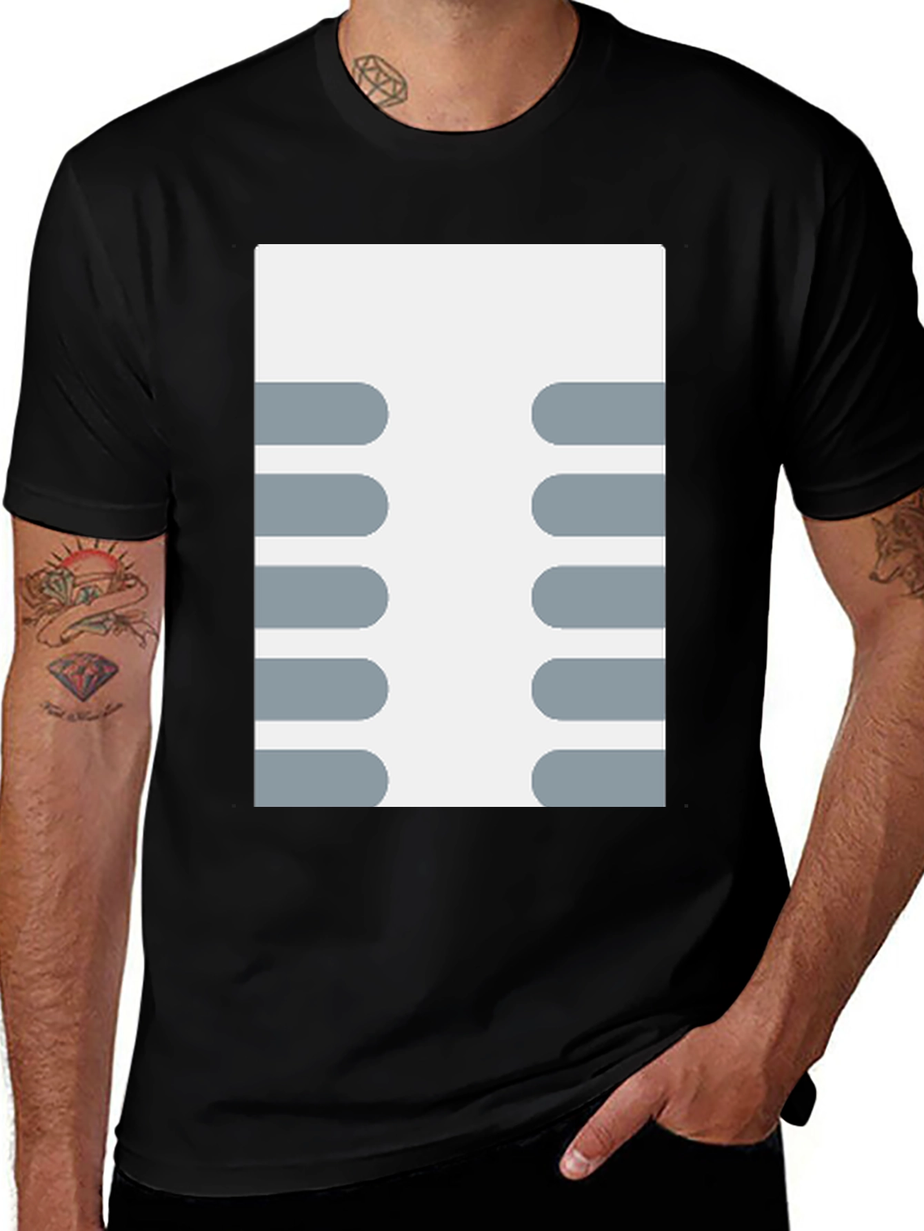 Retro Circuit Board Design T-Shirt - Black