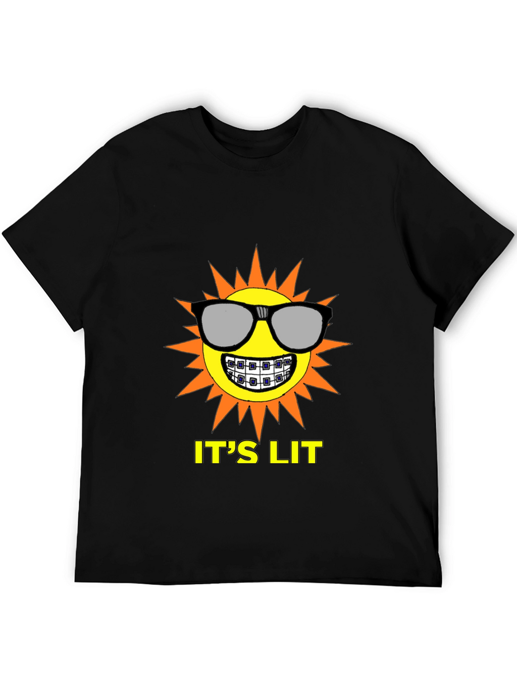 Its Lit Sun Graphic Tee - Black Cotton T-Shirt