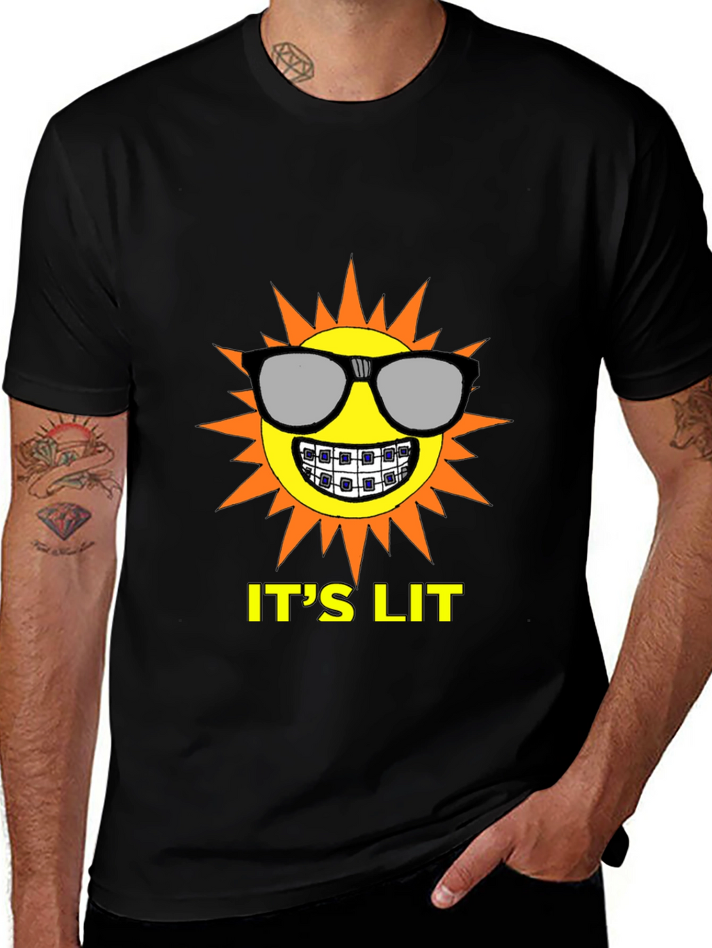Its Lit Sun Graphic Tee - Black Cotton T-Shirt