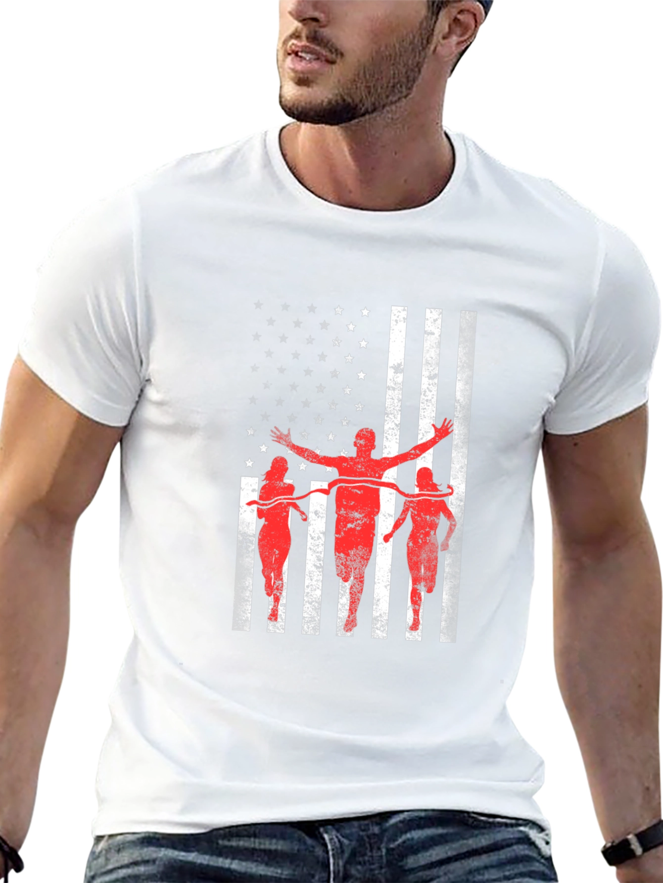 American Flag Runner Graphic T-Shirt