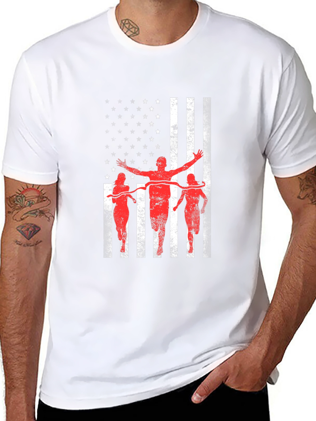 American Flag Runner Graphic T-Shirt