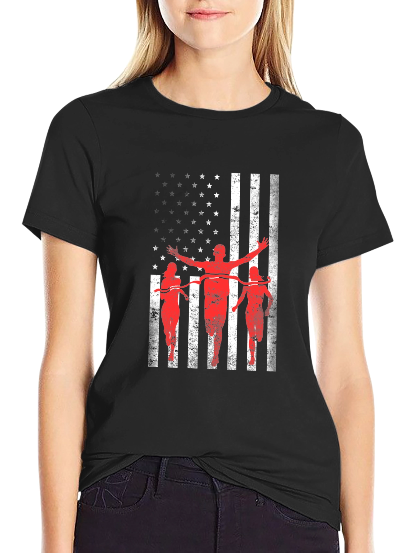American Flag Runner Graphic T-Shirt