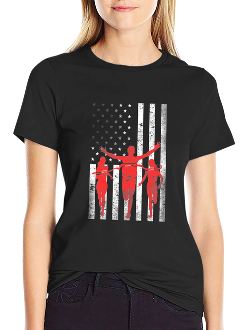 American Flag Runner Graphic T-Shirt