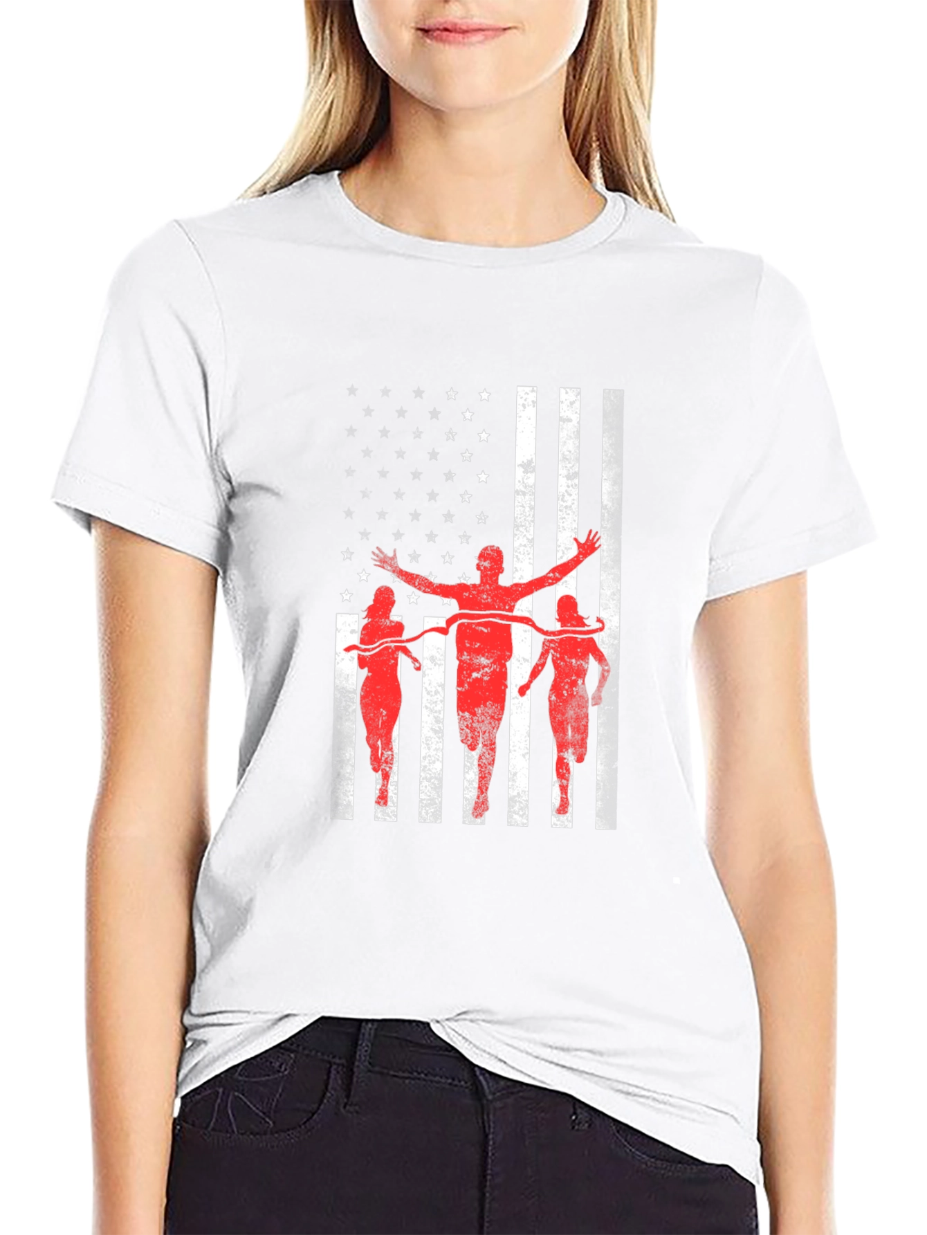 American Flag Runner Graphic T-Shirt