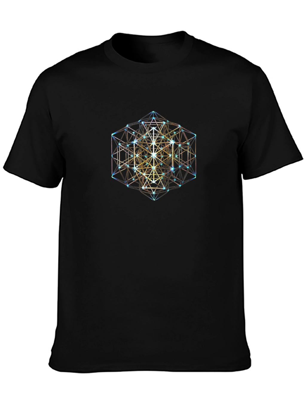 Geometric Cube Graphic Black T-Shirt