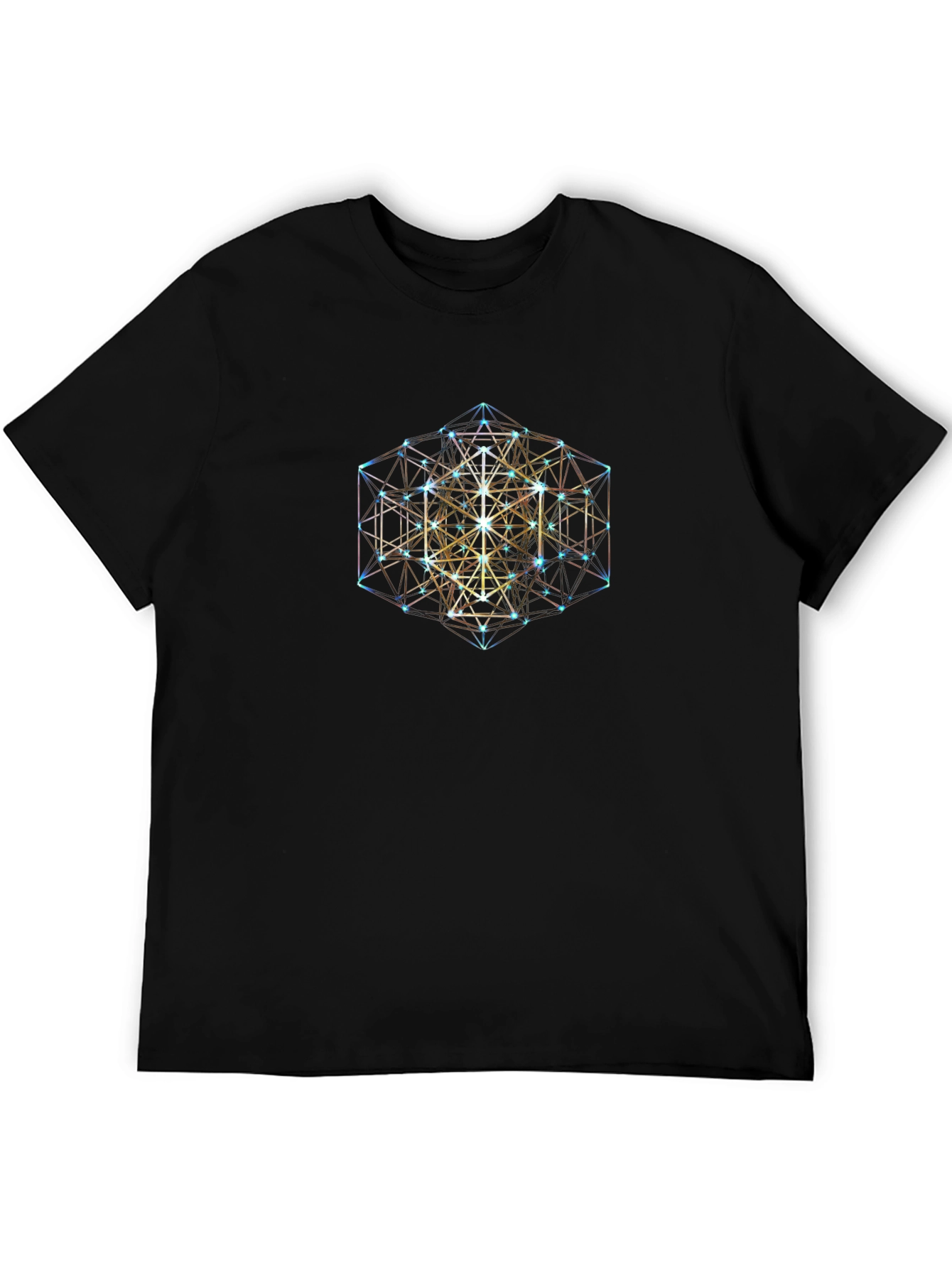 Geometric Cube Graphic Black T-Shirt