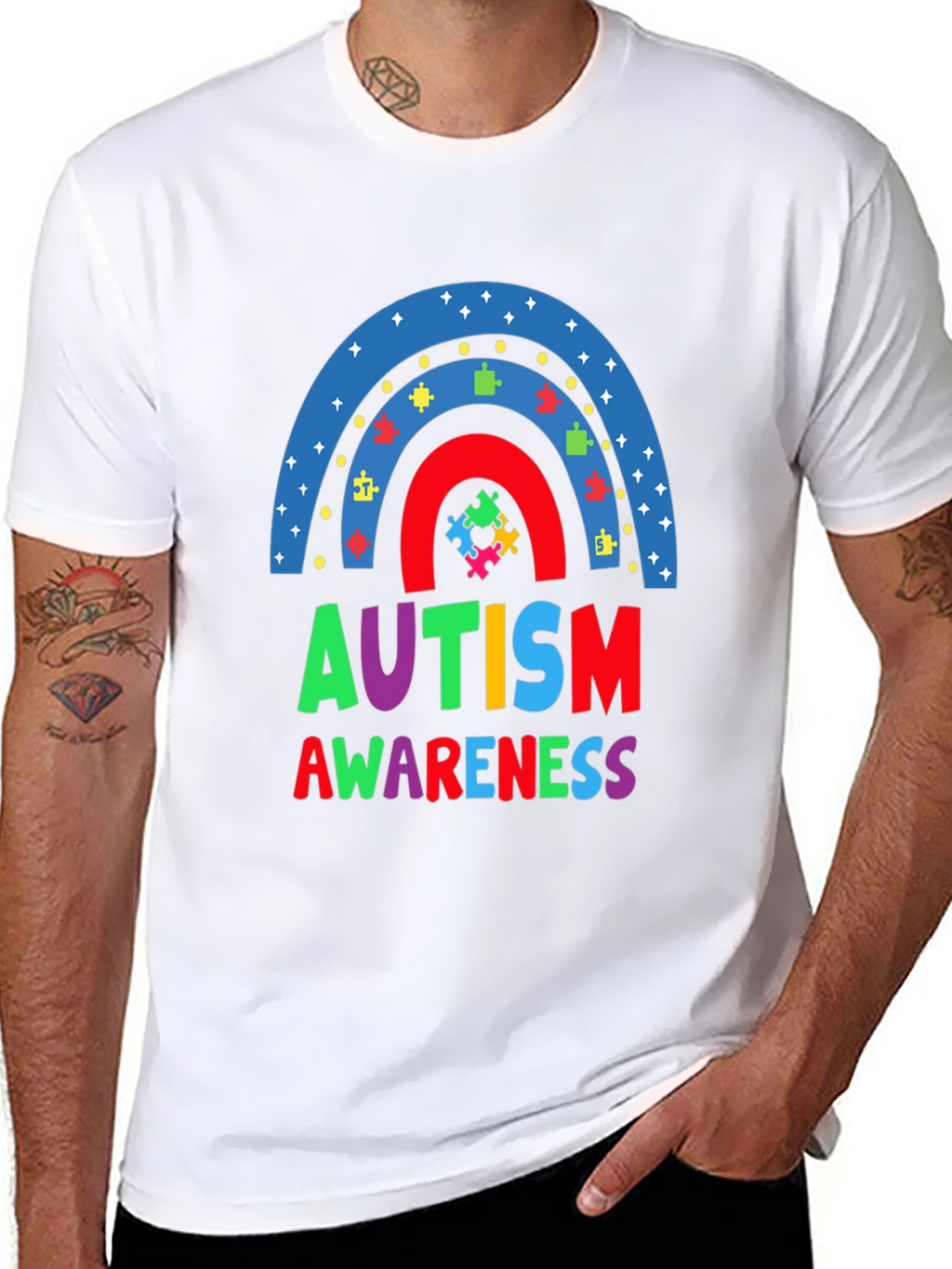 Autism Awareness Rainbow Puzzle T-Shirt