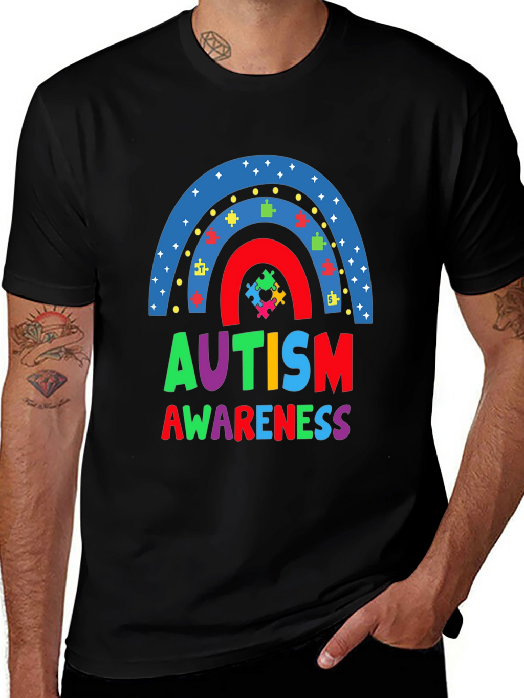 Autism Awareness Rainbow Puzzle T-Shirt