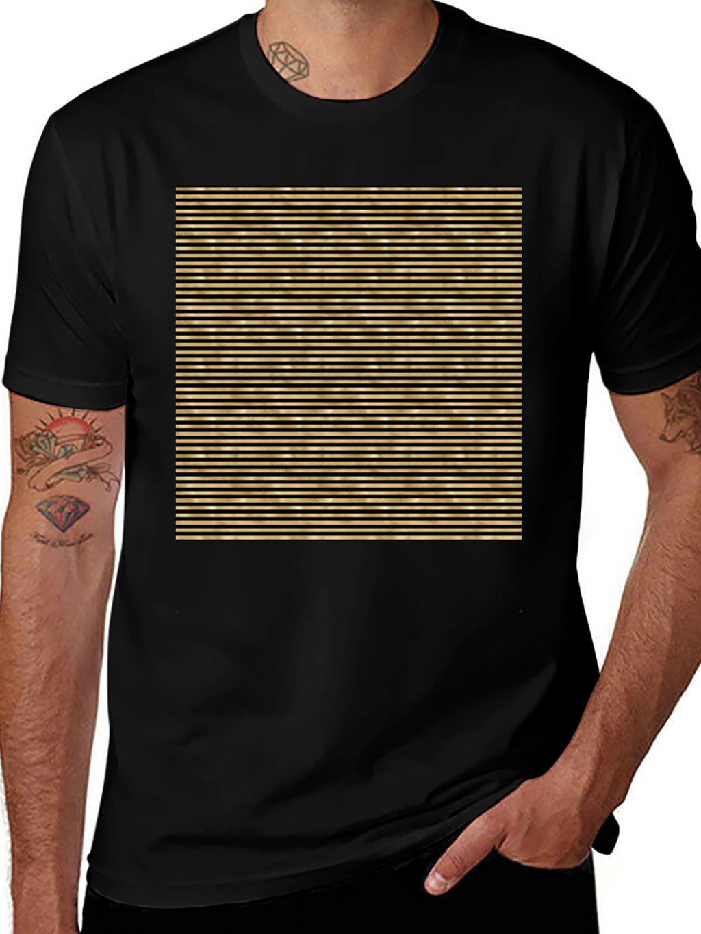 Striped Graphic Tee - Black