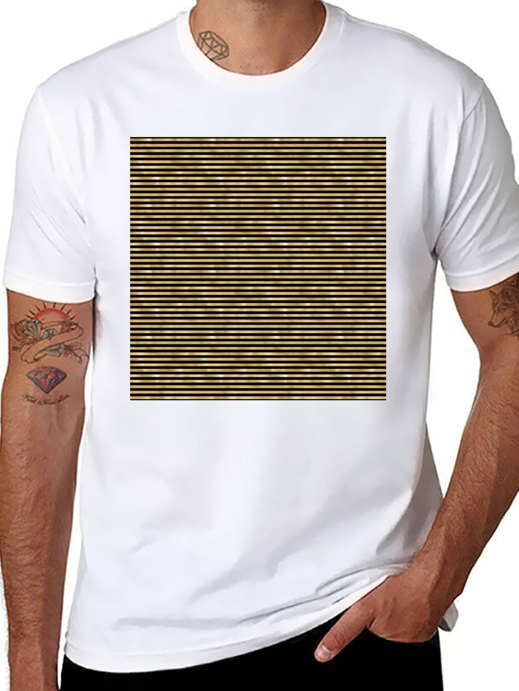 Striped Graphic Tee - Black