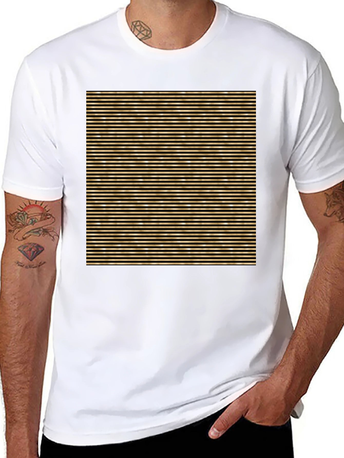 Striped Graphic Tee - Black