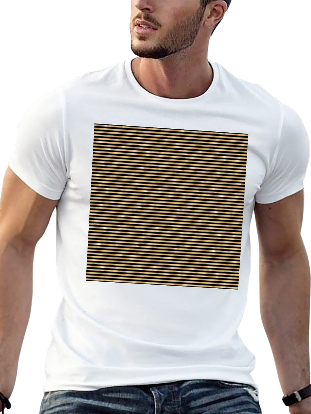 Striped Graphic Tee - Black
