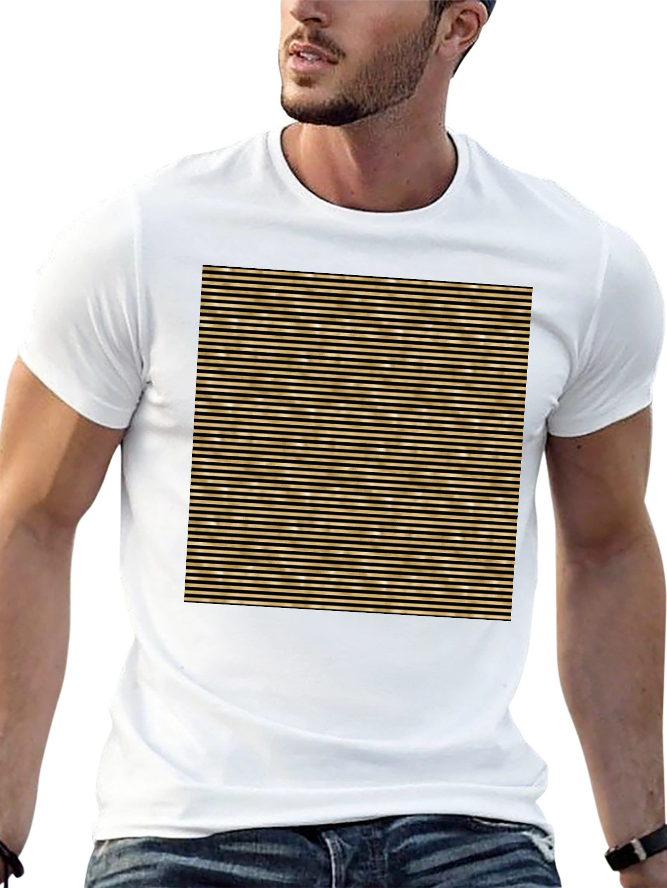 Striped Graphic Tee - Black