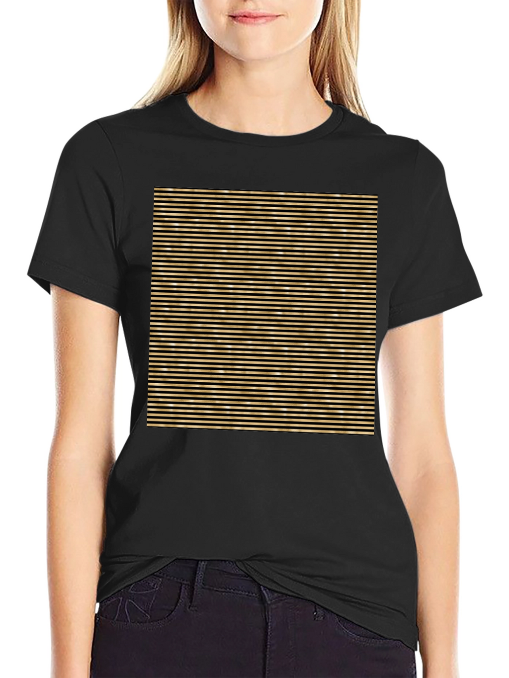 Striped Graphic Tee - Black