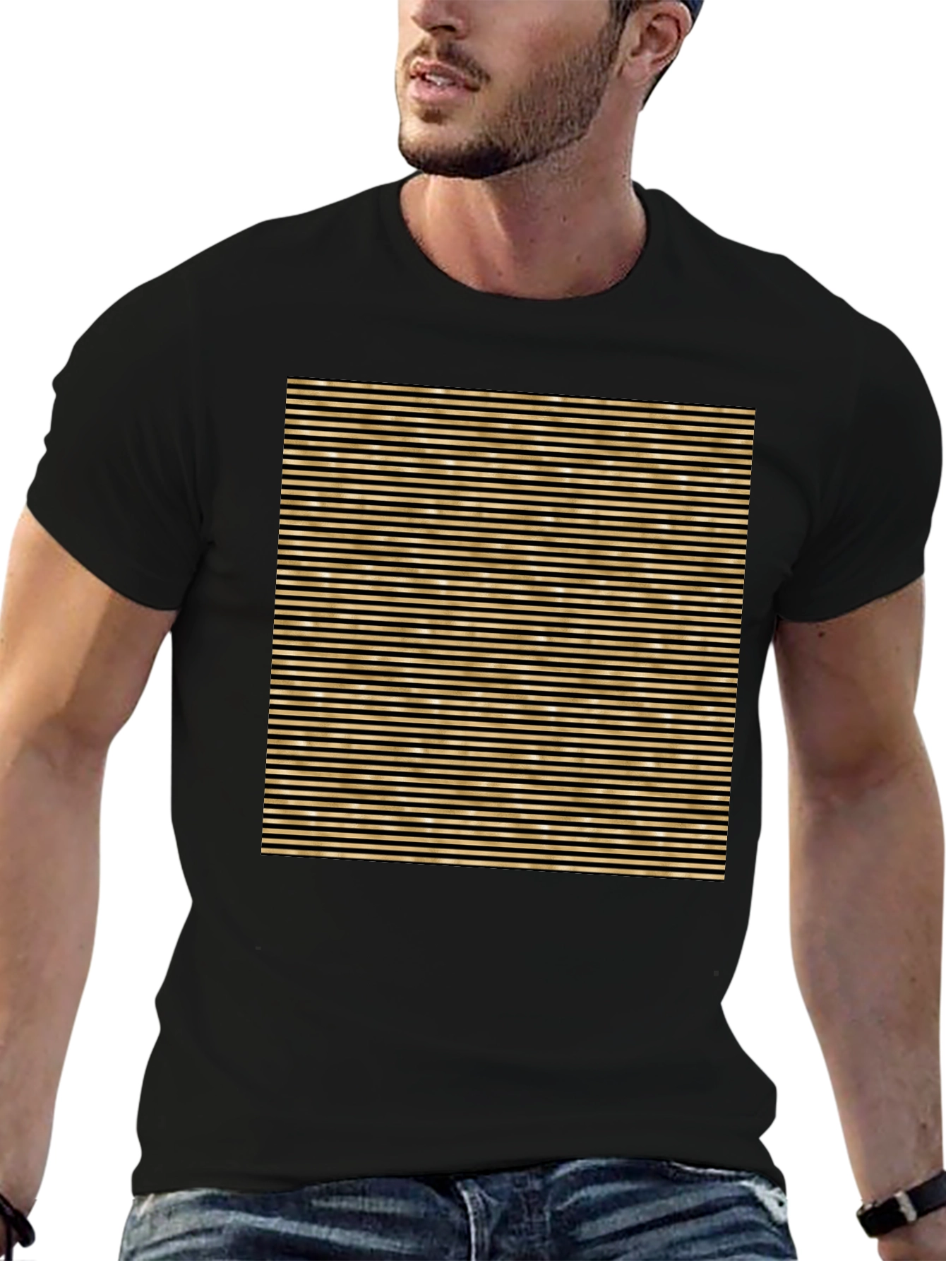 Striped Graphic Tee - Black