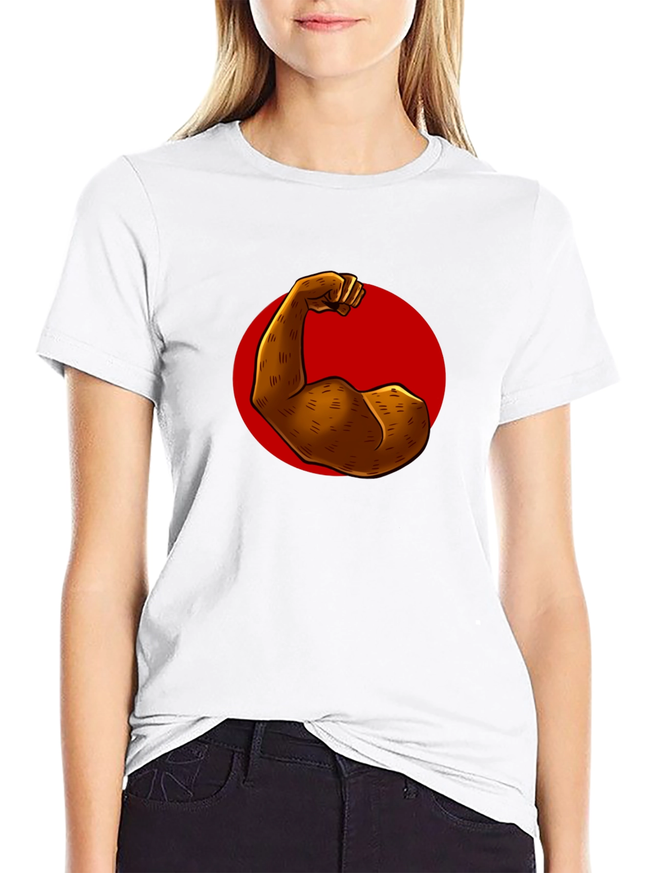 Flex Power Black T-Shirt: Illustrated Arm Design