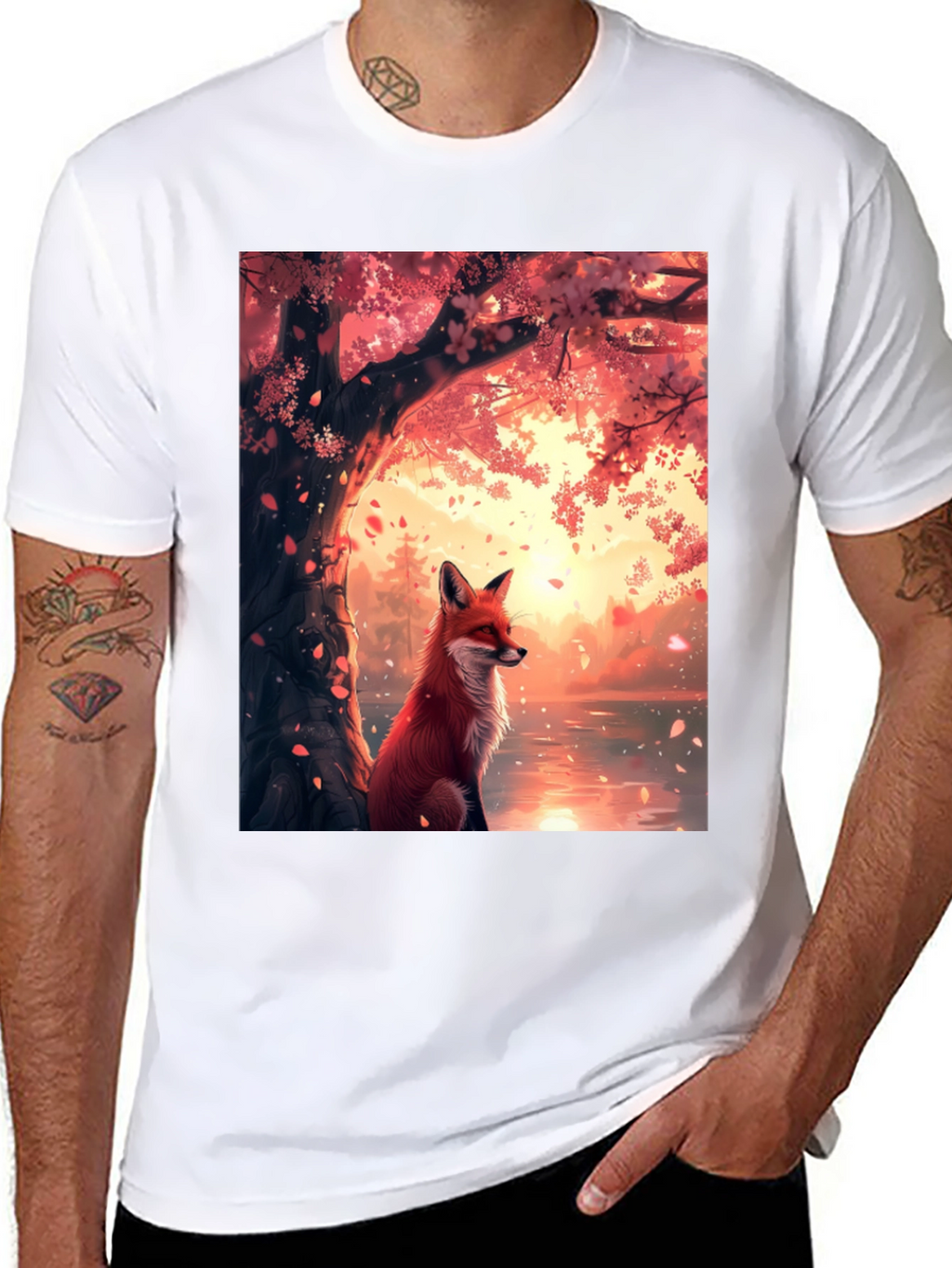 Fox and Cherry Blossom T-Shirt