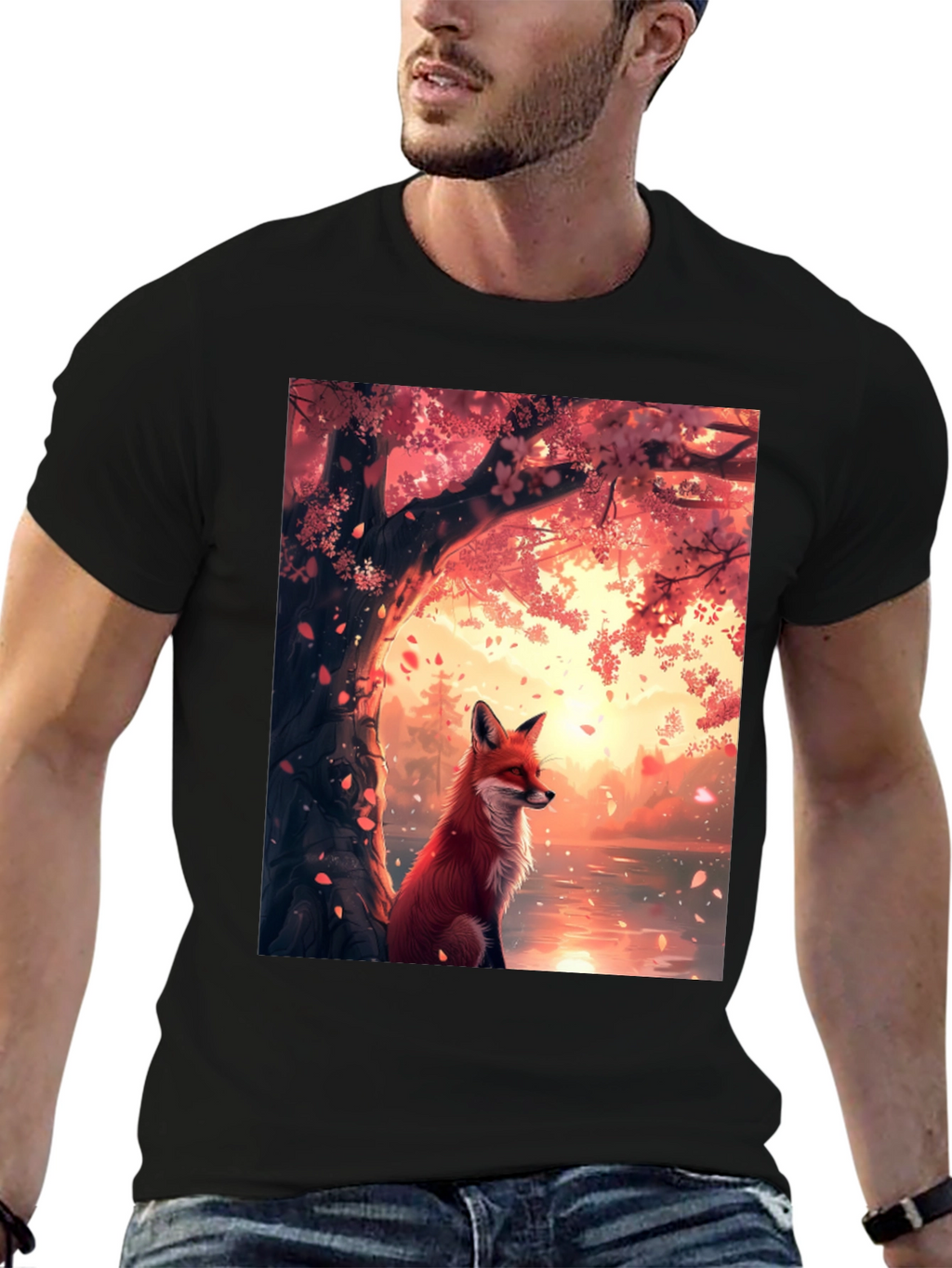 Fox and Cherry Blossom T-Shirt