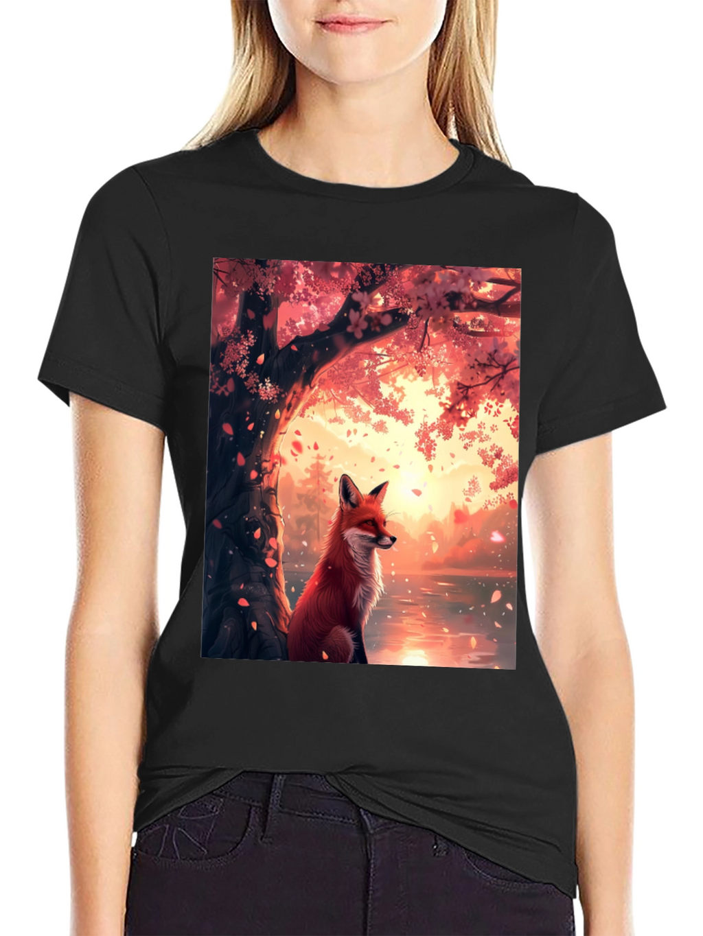 Fox and Cherry Blossom T-Shirt