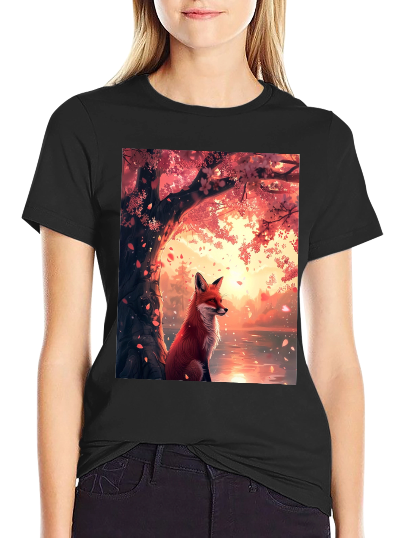 Fox and Cherry Blossom T-Shirt