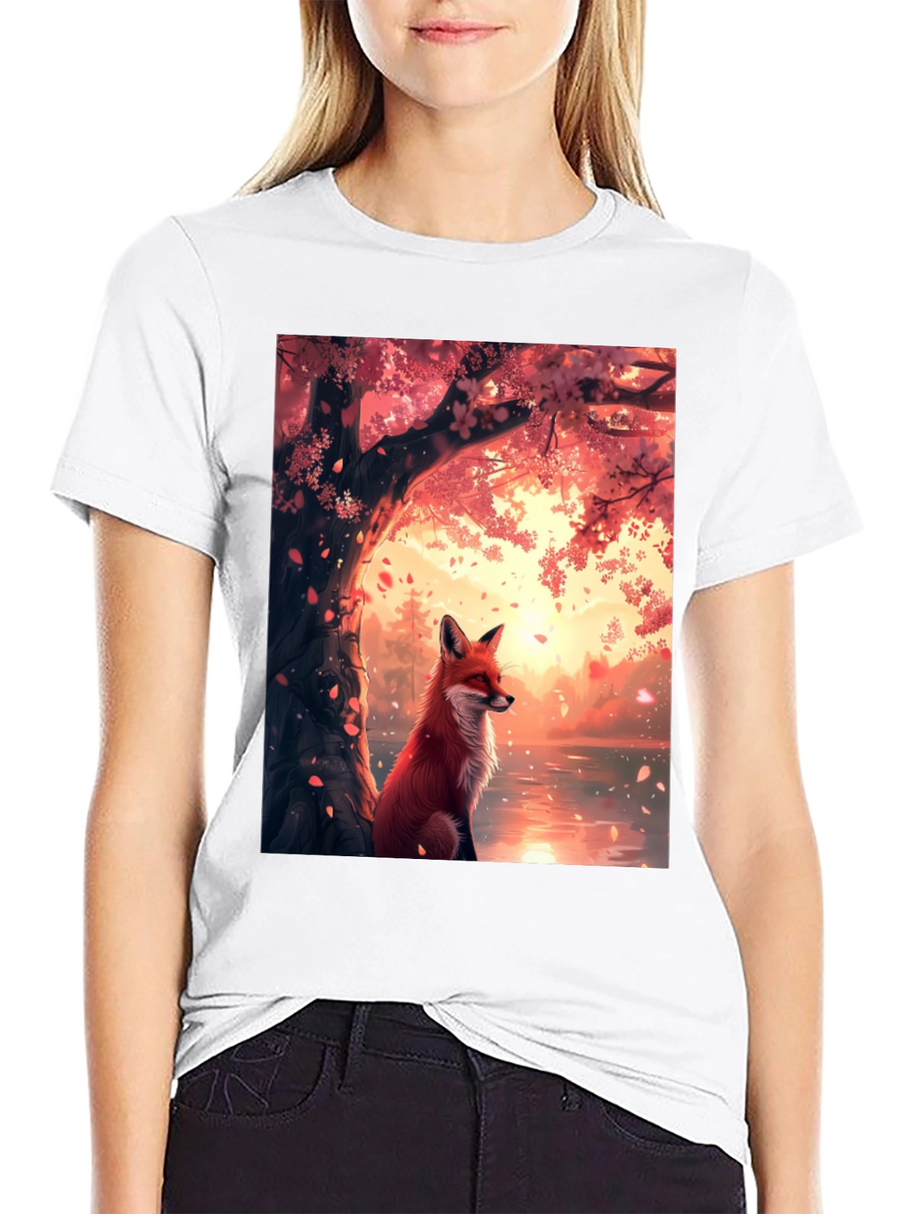 Fox and Cherry Blossom T-Shirt