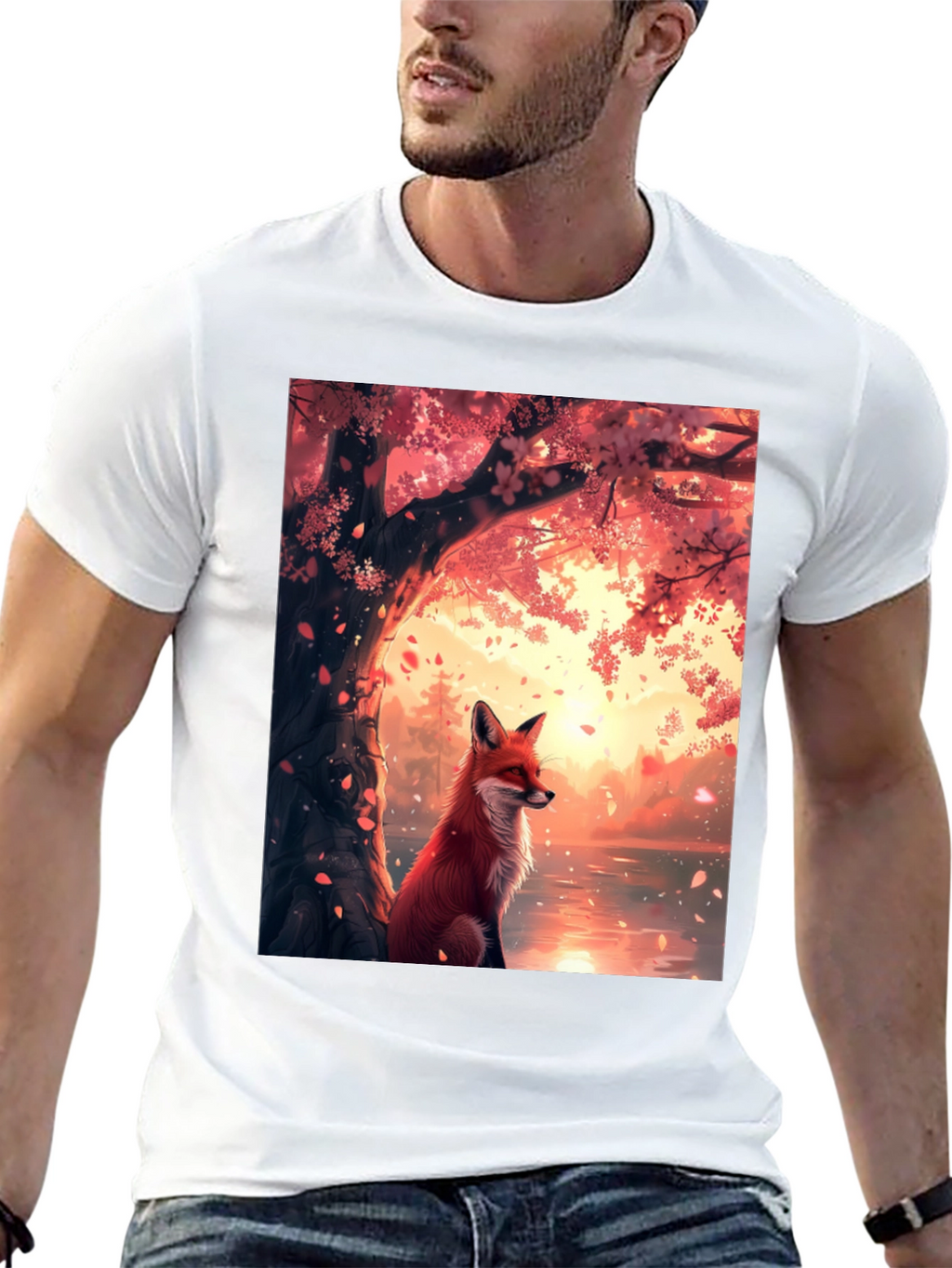 Fox and Cherry Blossom T-Shirt
