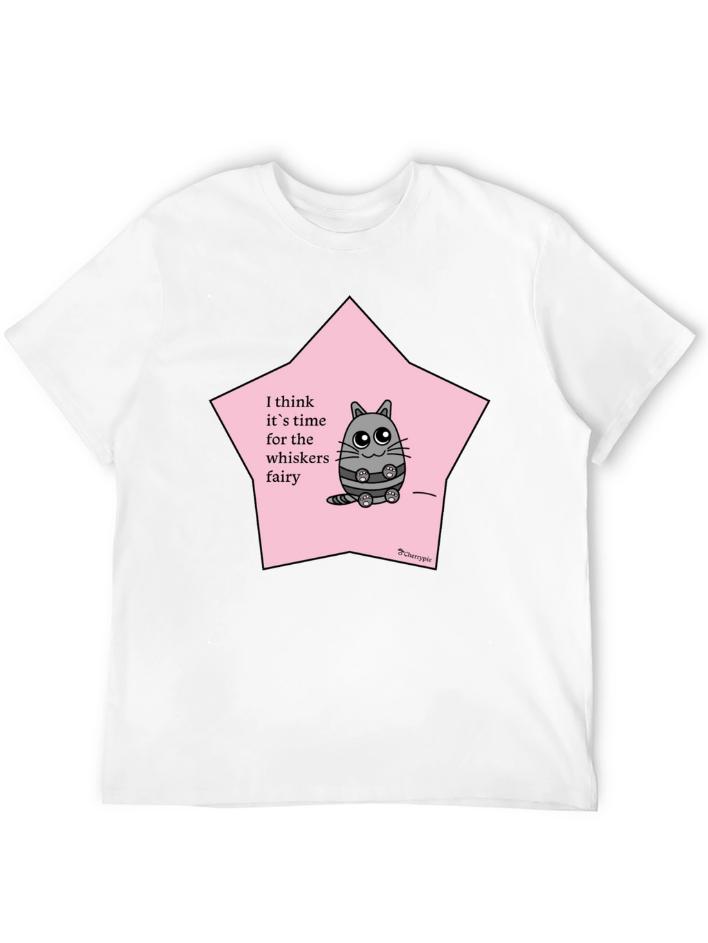 Whimsical Cat Whisker Fairy Black T-Shirt