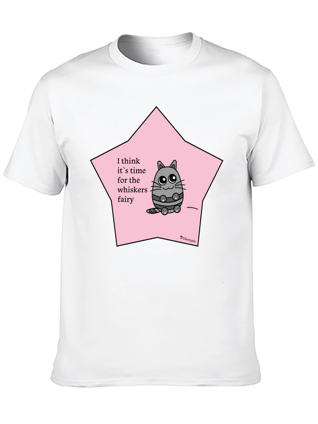 Whimsical Cat Whisker Fairy Black T-Shirt