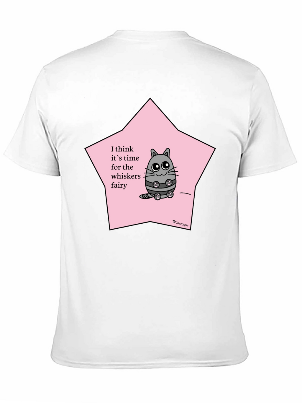 Whimsical Cat Whisker Fairy Black T-Shirt
