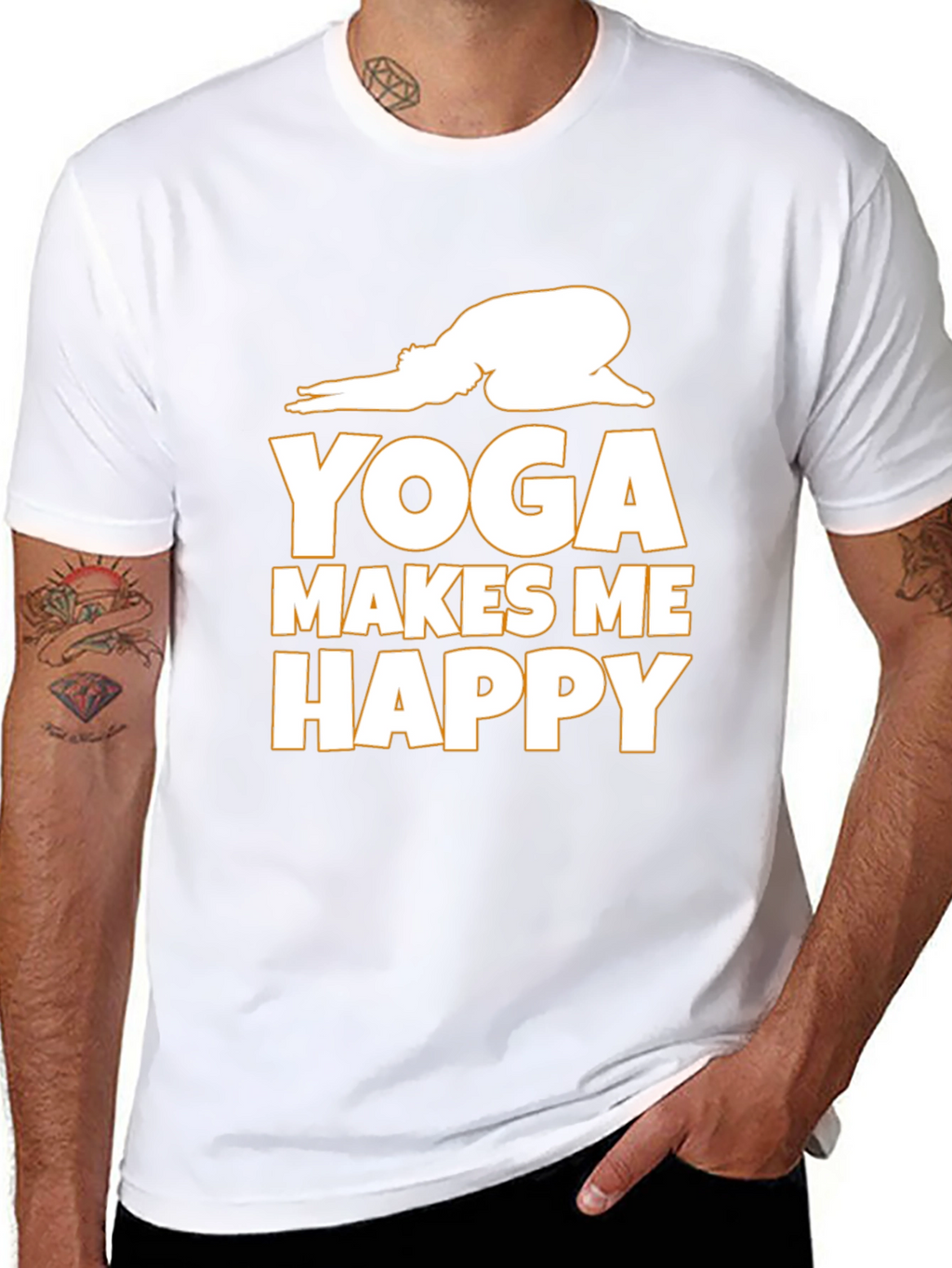 Yoga Makes Me Happy Graphic Tee - Black