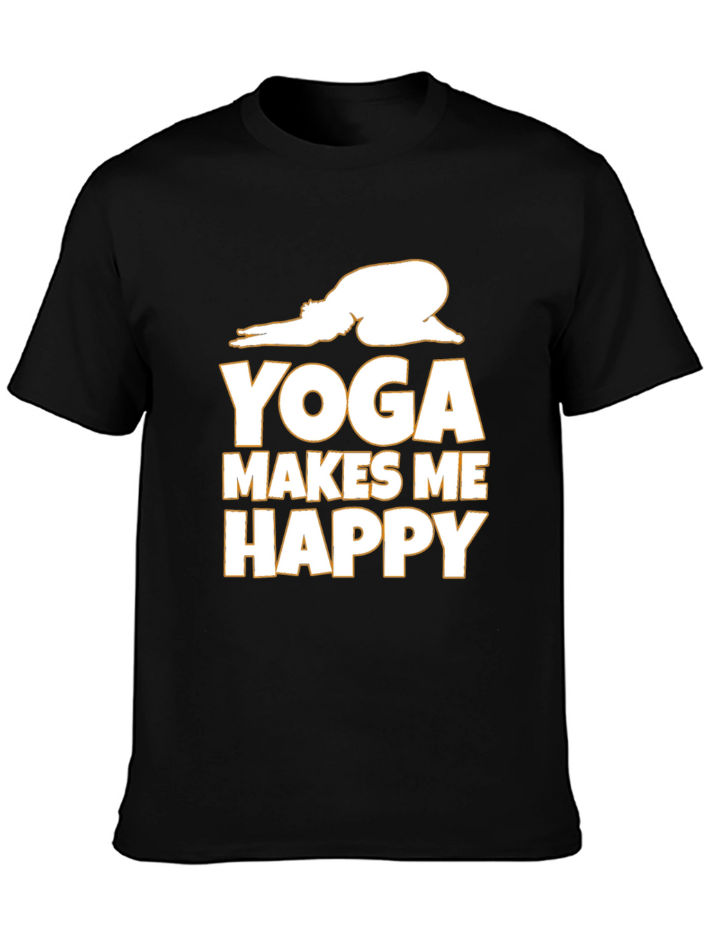 Yoga Makes Me Happy Graphic Tee - Black