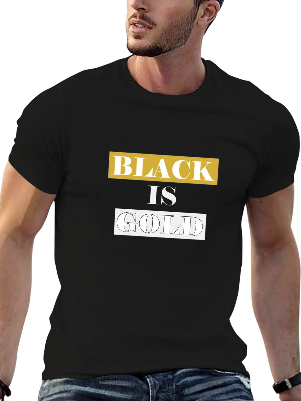 Black is Gold Graphic Tee - Trendy Casual Wear
