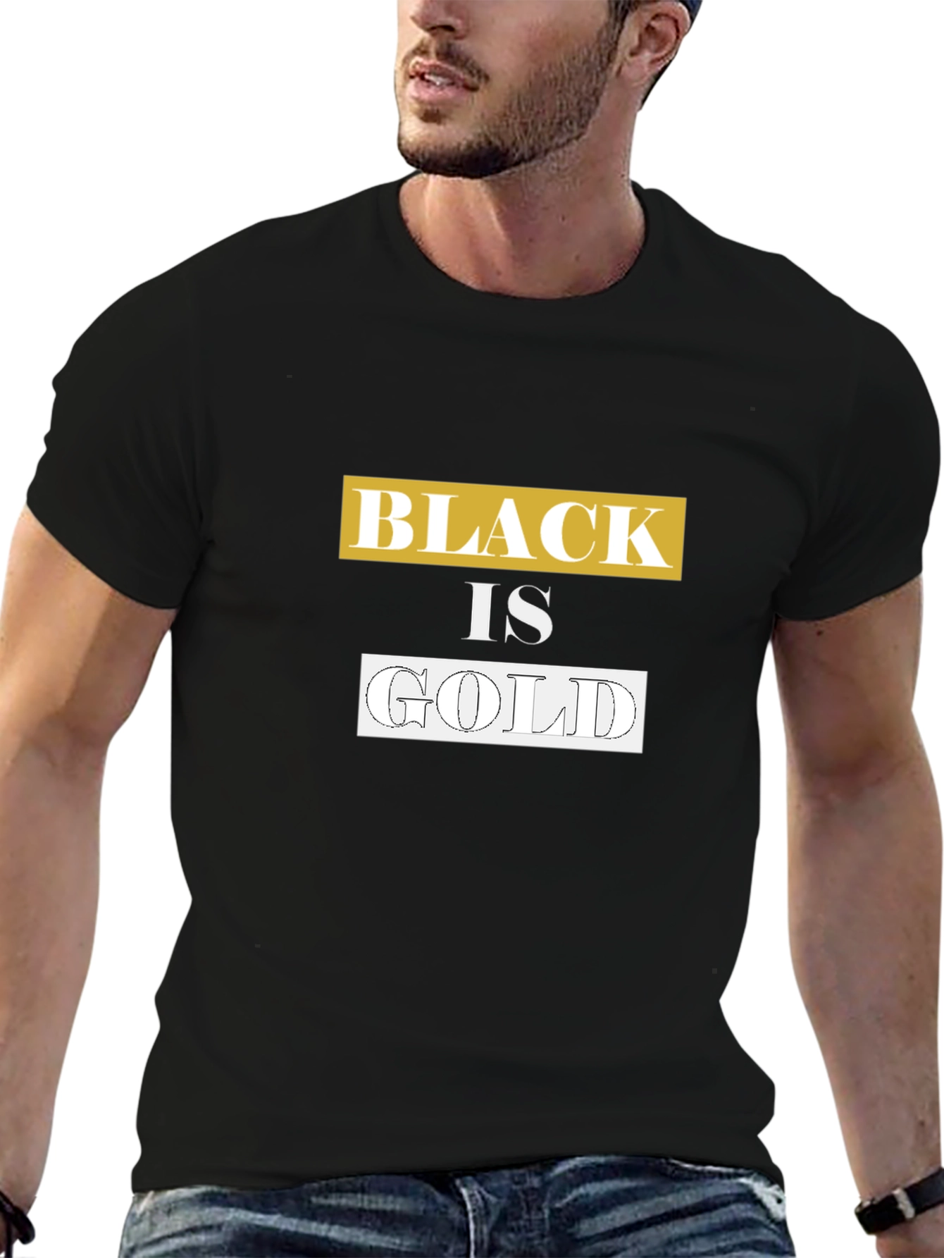 Black is Gold Graphic Tee - Trendy Casual Wear