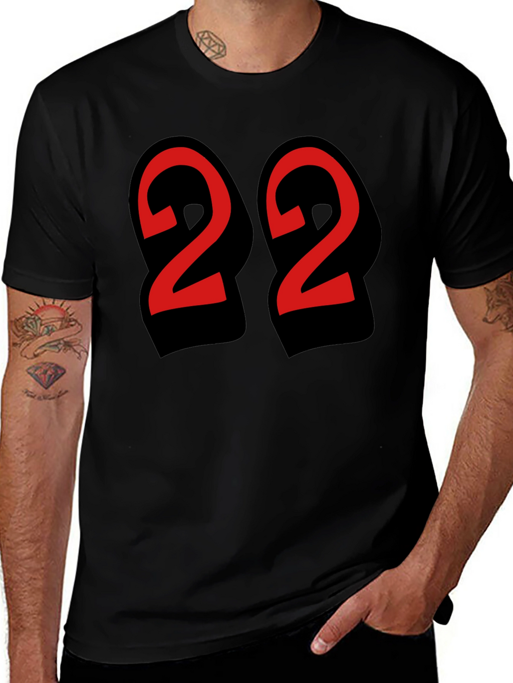 Bold Number 22 Graphic Tee - Black Cotton Blend