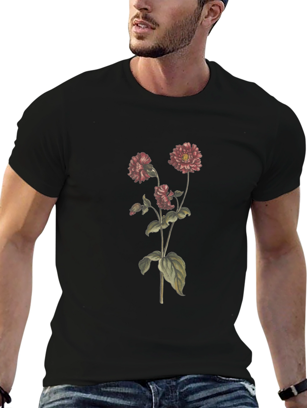 Floral Graphic Black T-Shirt