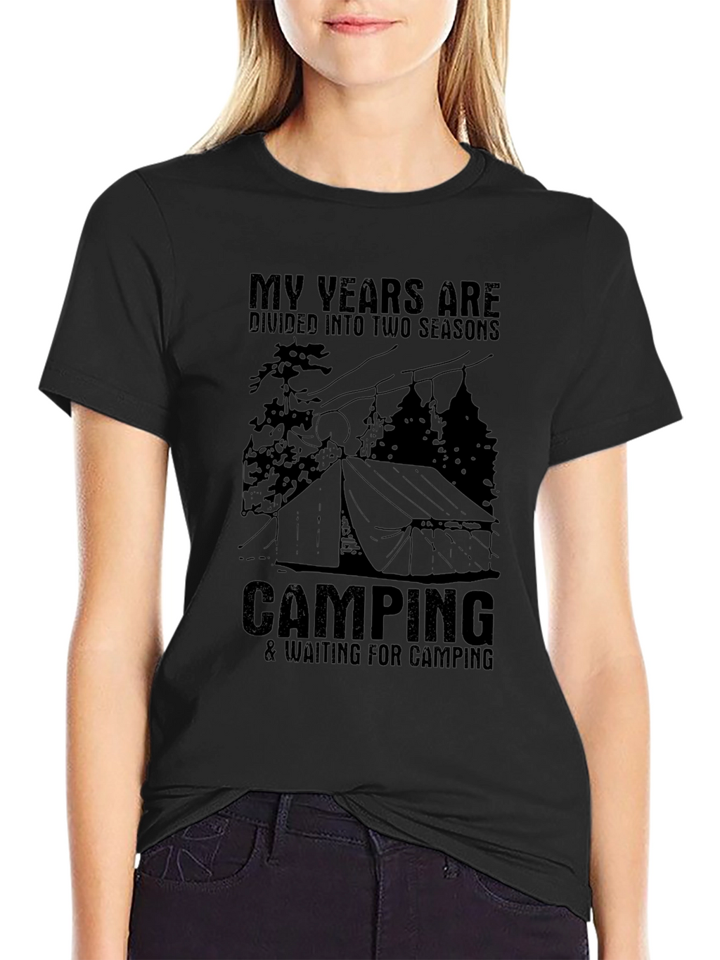 Camping Seasons T-Shirt - Mens Black Tee