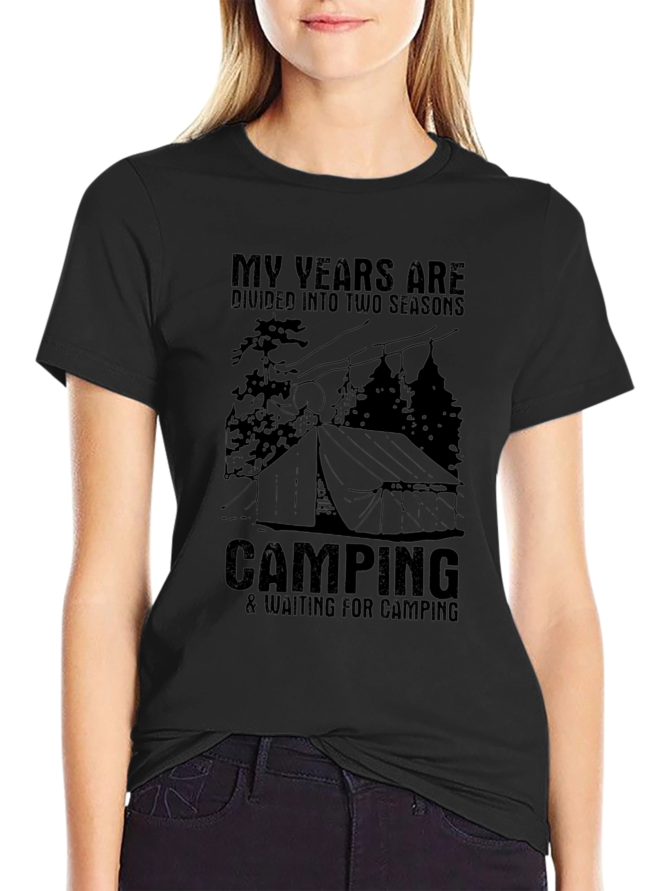 Camping Seasons T-Shirt - Mens Black Tee