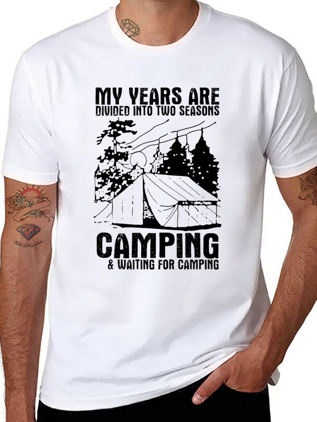 Camping Seasons T-Shirt - Mens Black Tee