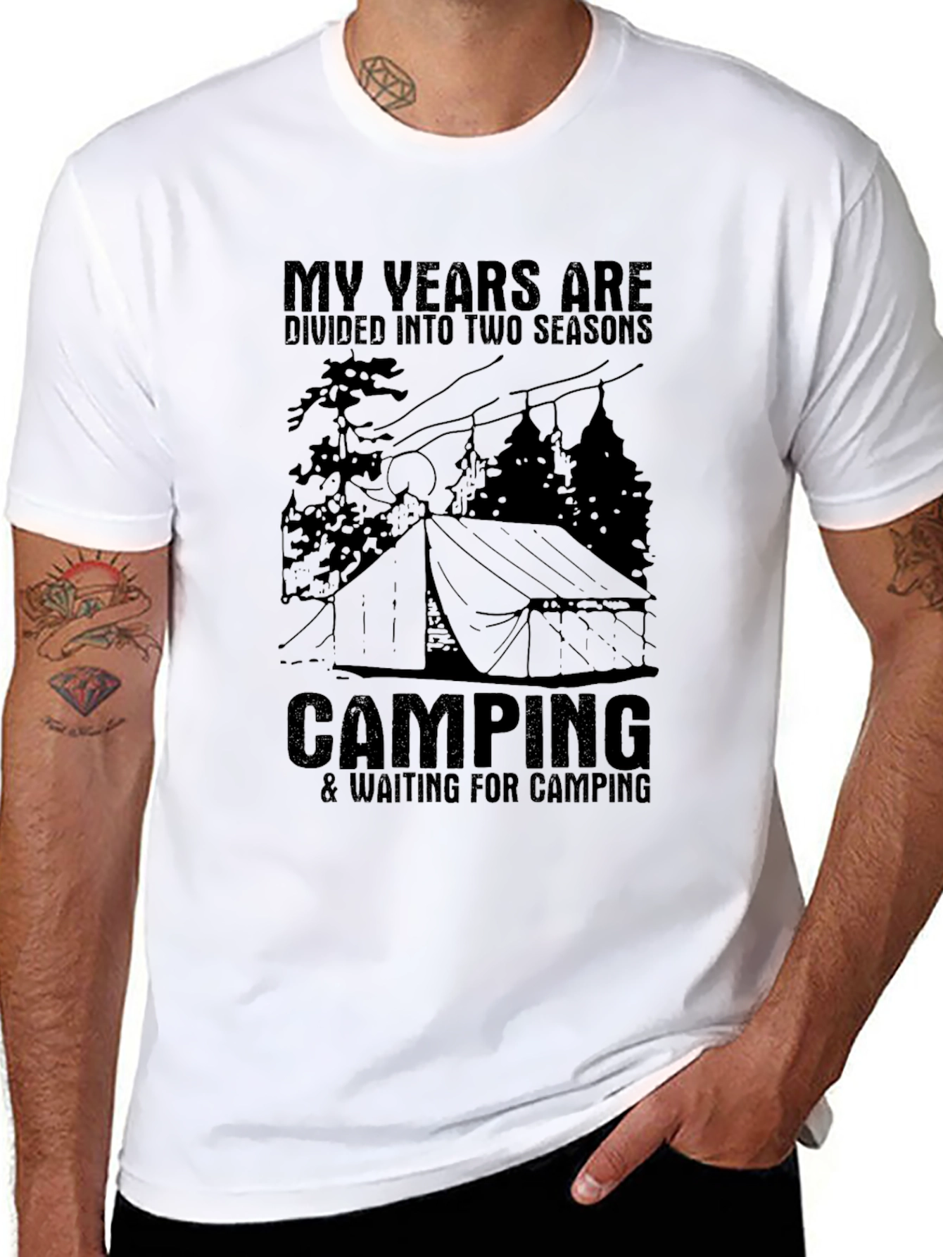 Camping Seasons T-Shirt - Mens Black Tee