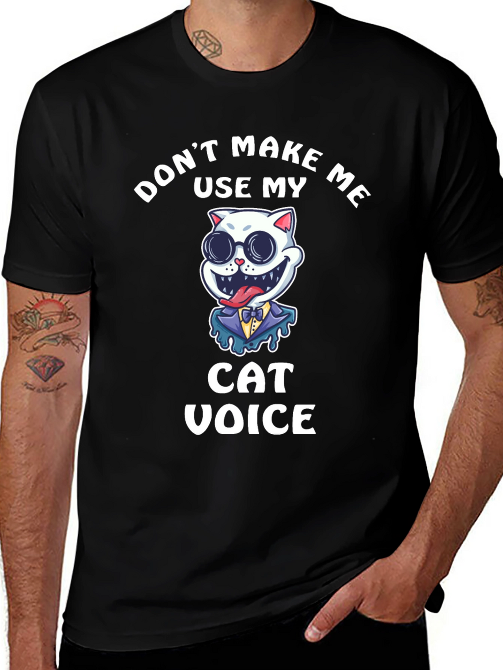 Dont Make Me Use My Cat Voice Black T-Shirt