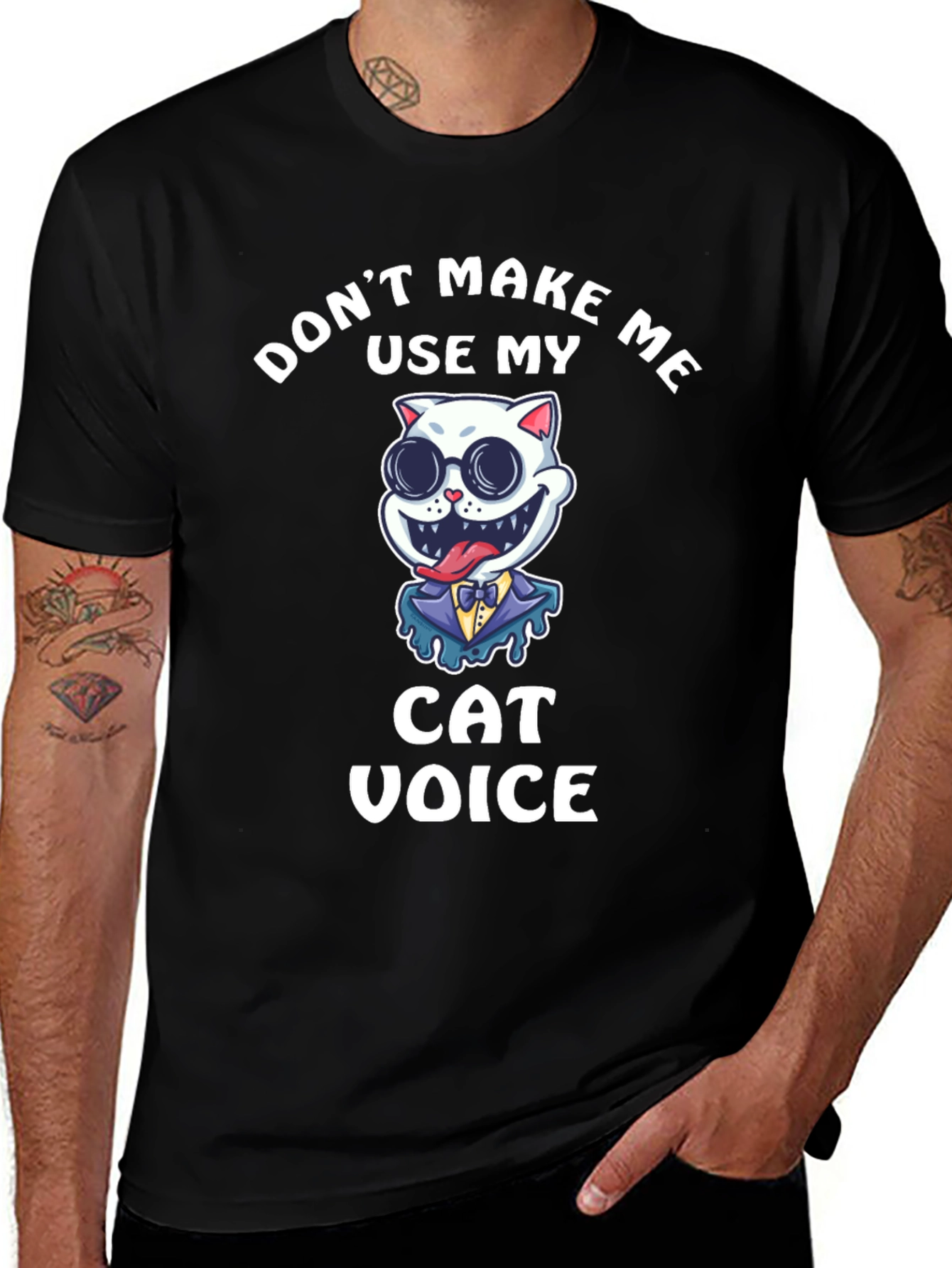 Dont Make Me Use My Cat Voice Black T-Shirt