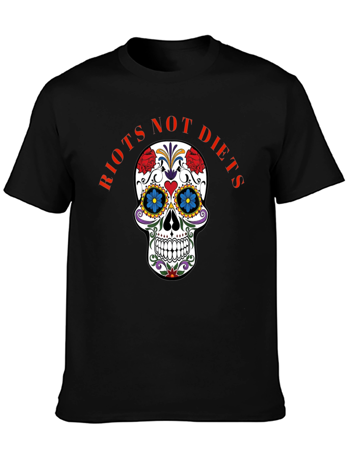 Riots Not Diets Sugar Skull Graphic Tee