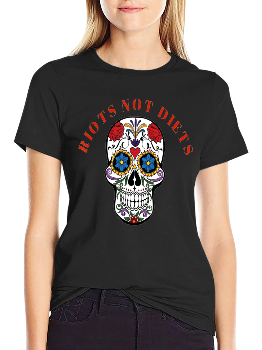 Riots Not Diets Sugar Skull Graphic Tee