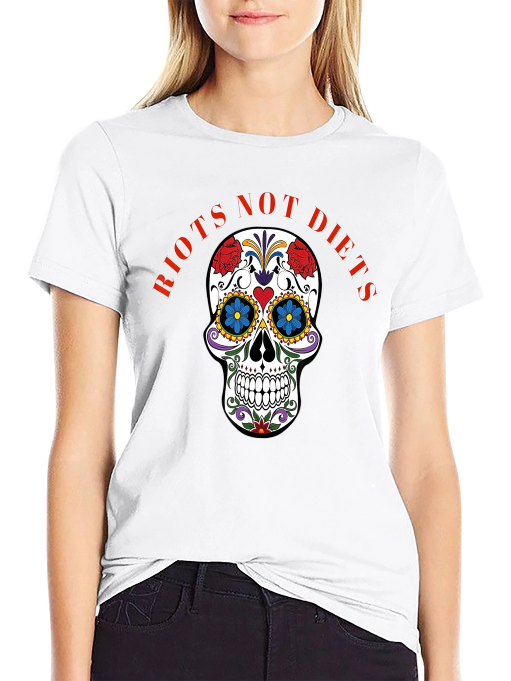Riots Not Diets Sugar Skull Graphic Tee